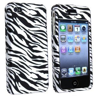 Snap on Case Compatible With Apple iPhone 4, White / Black Zebra Version 2 Cell Phones & Accessories