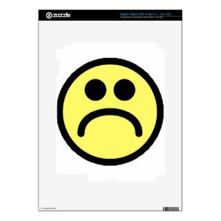 Yellow Sad Smiley Face Skins For iPad 3