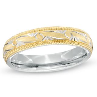 Ladies 4.0mm Comfort Fit Swirl Patterned Wedding Band in Sterling