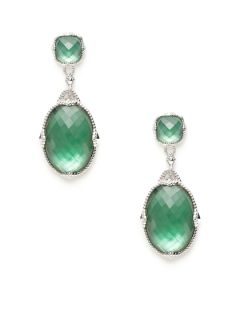 Contempo Green Quartz Doublet Cushion &  Oval Earrings by Judith Ripka