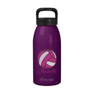 Personalized Volleyball Player Sport Athlete Pink Drinking Bottle