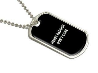 Honey Badger Don't Care   Military Dog Tag Luggage Keychain Automotive
