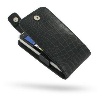 Nokia Lumia 620 Leather Case   Flip Top Type (Black Crocodile Pattern) by PDair Electronics