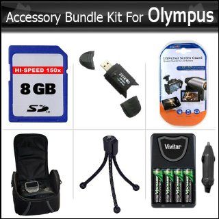 8GB Accessory Bundle Kit for Olympus SP 620UZ, SP 610UZ, SP 600UZ, FE 46, FE 47 Digital Camera Includes 8GB High Speed SD Memory card + USB 2.0 Card Reader + 4 AA High Capacity Rechargeable NIMH Batteries And AC/DC Rapid Charger + Deluxe Case + More  Came