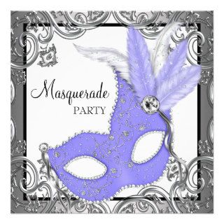 Elegant Lavender Purple Mask Masquerade Party Announcement