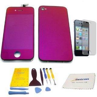 Zeetron Shiny Purple iPhone 4 Colorswap Color Conversion DIY Kit (Includes a Glass Screen Lcd Aseembly + Home Button + Back Door Assembly + Full Tool Kit & Screw Mat + Screen Protector + Zeetron Microfiber Cloth) AT&T ONLY (Do It Yourself Kit) Cel