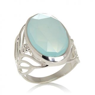 Himalayan Gems™ Chalcedony Sterling Silver "Feather" Ring