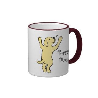 Yellow Labrador Puppy Hug Cartoon Coffee Mug