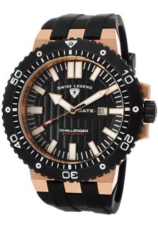 Swiss Legend 10126 RG 01 BB  Watches,Challenger Black Silicone Black Dial, Diver Swiss Legend Quartz Watches