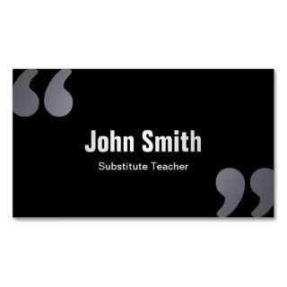 Dark Minimal Substitute Teacher Business Card