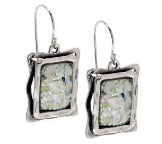 Or Paz Sterling Roman Glass Square Dangle Earrings —