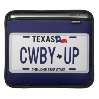 Cowboy Up  CWBY UP Texas License Plate iPad Sleeve
