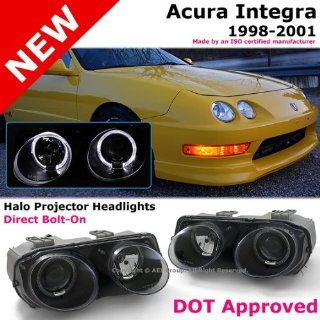 1998 to 2001 Acura Integra Dc2 JDM Style Halo Rim Angel Eye Black Projector Headlights Lamps Automotive