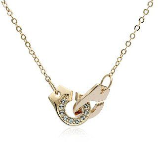 New Style 2013, Friendship Handcuffs Swarovski Crystal 18k Gold Plated Necklace, Popular Charm Necklace; Everydaywear Jewelry and Gift for BFF, Friend, Valentines, Birthday  Arrives in Beautiful Velvet Gift Box Jewelry