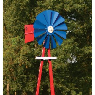 Outdoor Water Solutions Ornamental Backyard Windmill — Red, White and Blue, 8ft.3in.H, Model# BYW0060  Lawn Ornaments   Fountains