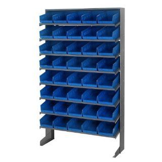 Sloped Shelf Storage Bin and Rack Unit with 40 Bins (4" H x 6.625" W x 11.625" L) (Blue) (12"D x 36"W x 60"H)   Open Home Storage Bins