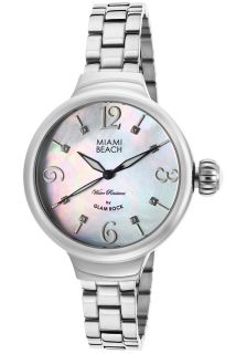 Glam Rock MBD27204  Watches,Womens Miami Beach Art Deco White MOP Dial Stainless Steel, Casual Glam Rock Quartz Watches