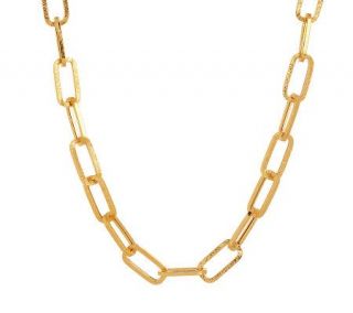 24 Textured Rectangular Chain Link Necklace 14K Gold, 9.8g —