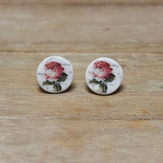 porcelain rose earrings by amanda mercer