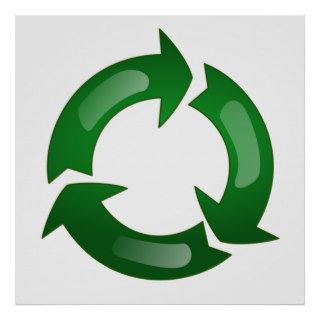 Green Glassy Recycle Symbol Print