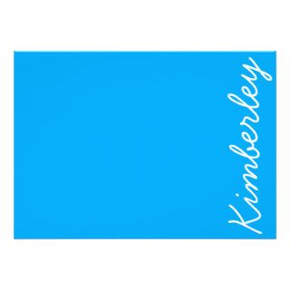 Bright Blue Neon Monogram Trendy Fashion Colors Personalized Invitations