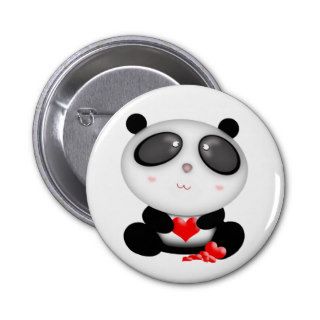 Cute Kawaii Cartoon Valentine's Panda Bear Button