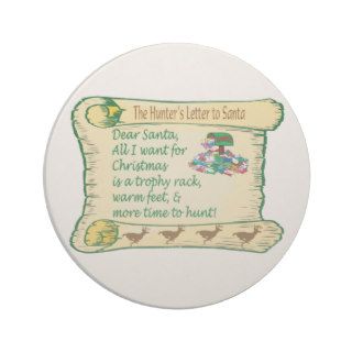 Sport Funny Christmas Hunters Letter To Santa Beverage Coasters