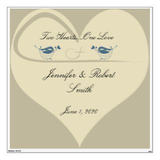 Love Birds on Ecru Heart Wedding Room Decal