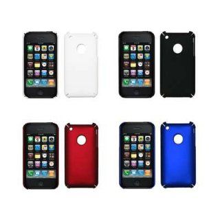 4 Pack of Rubberized Back Snap On Cover Hard Case Cell Phone Protectors for Apple iPhone 3G, 3G S (Red, White, Blue, Black)  Players & Accessories