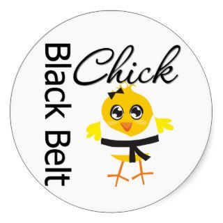 Black Belt Chick Round Stickers