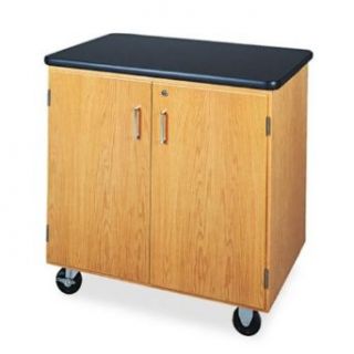 Diversified Woodcrafts 4401K Solid Oak Wood Mobile Storage Cabinet with Swivel Casters and Plastic Laminate Top, 500lbs Capacity, 36" Width x 36" Height x 24" Depth, 1 Full Adjustable Shelf Science Lab Cabinets