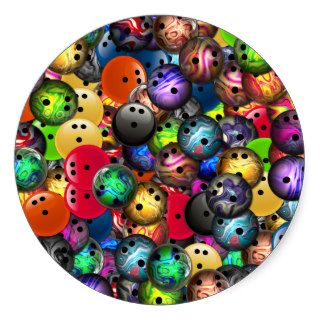 Colorful Bowling Balls Collage Stickers