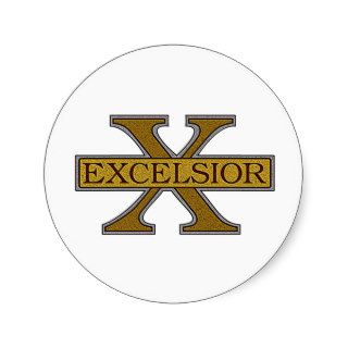 Excelsior   Distressed Round Stickers