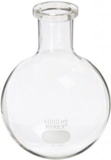 Corning Pyrex Borosilicate Glass Short Ring Neck Round Bottom Boiling Flask with 6 No. Rubber Stopper, 500ml Capacity Science Lab Boiling Flasks