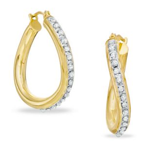 Diamond Fascination™ Wave Hoops in 14K Gold   Zales