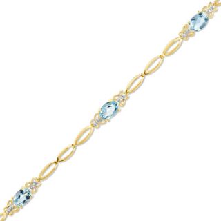 Aquamarine and Diamond Accent Scroll Bracelet in 10K Gold   Zales