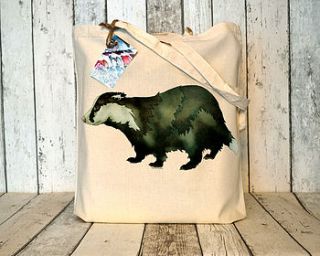 badger cotton tote bag by ceridwen hazelchild design