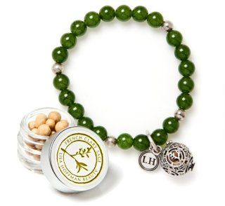 French Clary Sage Fragrance Bracelet (Jade green beads with an oxidized sterling silver plated charm, French Clary Sage)  Personal Fragrances  Beauty
