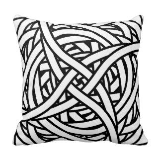 Symmetrical weave design in black and white throw pillow