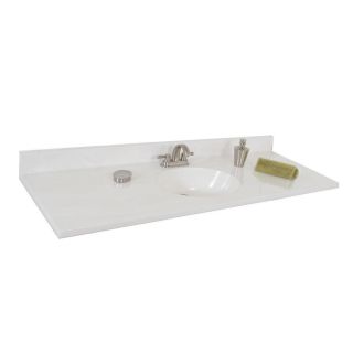 Style Selections Oval 61 in W x 22 in D White On White Cultured Marble Integral Single Sink Bathroom Vanity Top