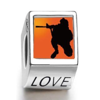 Soufeel World War Soldier With Gun Love European Charms Compatible With Pandora Bracelets Jewelry