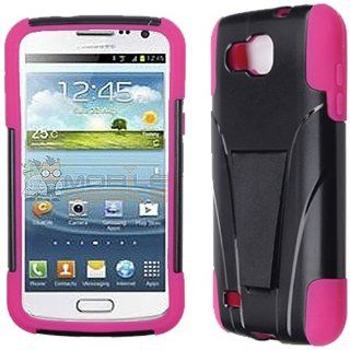 Pink Black HyBrid HyBird Rubber Soft Skin Kickstand Case Hard Cover Faceplate For Samsung Galaxy Premier i9260 with Free Pouch Cell Phones & Accessories