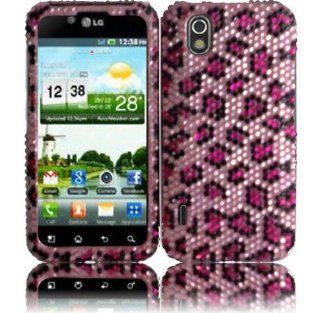 Pink Sensual Leopard Premium Hard Full Diamond Bling Case Cover Protector for LG Optimus Black P970 / Marquee LS855 / Ignite AS855 (by Boost Mobile / T Mobile / Sprint / Net 10 / Straighttalk) with Free Gift Reliable Accessory Pen Cell Phones & Access