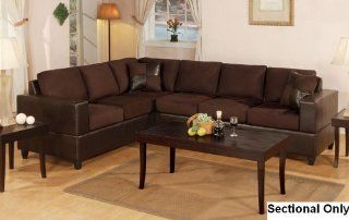 Chocolate Sectional Sofa Set by Poundex   Microfiber Sectional Sofa
