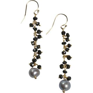 May Yeung Jewelry Gold Black Spinel and Black Pearl Earrings