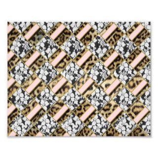Brown Leopard Print Lace Girly Pink Diamond Shape Art Photo