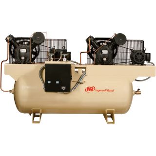 Ingersoll Rand Air Compressor — Duplex, 7.5 HP, 230 Volt 3 Phase, Model# 2475E7.5-V  Duplex Compressors