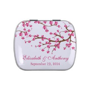 Beautiful Pink Cherry Blossom Wedding Favor Candy Candy Tin