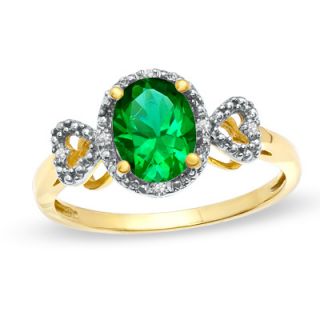Oval Lab Created Emerald and Diamond Accent Ring in 10K Gold   Zales