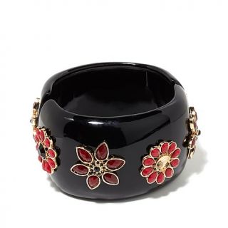 FERN FINDS Resin Bangle with Jeweled Flowers